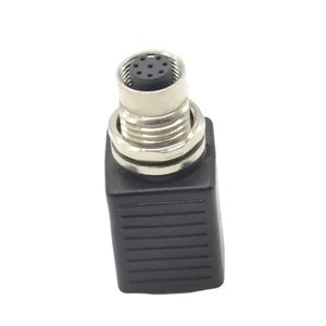 Ethernet Connectors M12 Connector 8 Pin to RJ45 Female Plug DIN Type IP67 Waterproof Industrial Camera Adapter