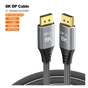 8K 60Hz A033 Computer Monitor With Display Port 2.1 Cable PVC Jacket 1080p Home Audio Video Microphone DP Cable For HDTV Camera