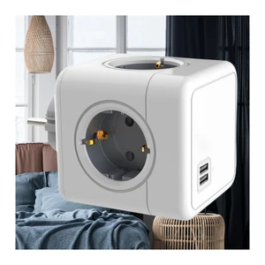 Factory Direct Sales Multifunctional European Standard New Product Mini Power Cube Socket 4 EU Outlets With 2 USB Ports