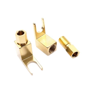 JXY 4mm Gold Plated Brass Y Type 1P Male Speaker Cable Banana Spade Adapter Plug Socket High Quality Audio & Video Connectors