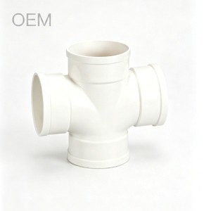 High Quality PVC-U Plane Cross Drainage Pipe Fittings 4 Way Plastic Connector For Building Sewage System