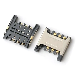 Micro SIM Card Socket 6Pin Pull-Out Brass Female Connector with 1.0 AMP Current Rating