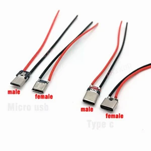 Micro USB Type-C 2Pin Horizontal / Vertical 2P Simple Soldered Male Plug-in Board Quick Charging USB-C Connector