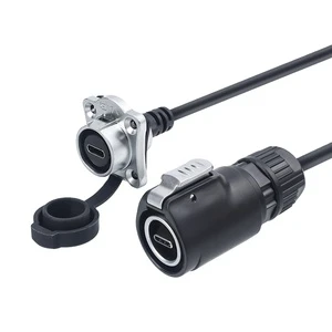 LP16 Straight Panel Installation Aviation Plug IP67 Data Extension Male Cable Type-C Gen 3.1 Waterproof Connector for Electronic