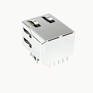 Cat5e Cat6 Connectors RJ45 Female Gold Plated Modular Plugs Ethernet LAN Network Connector 8P8C UTP Yellow/Green LED PA46