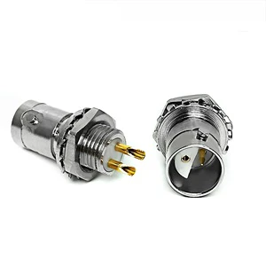 Twinax Twin BNC Panel Jack Receptacle Solder Type Solder Cup Terminal for RF PCB Attachment Connector BNC Twinax