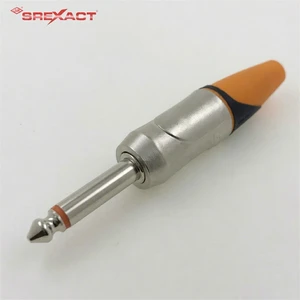 High Quality 6.35mm Copper Contact Wire Zinc Alloy Matte-Nickel Plated Brass Tip Mono TS Audio Speaker Male Connector PA66