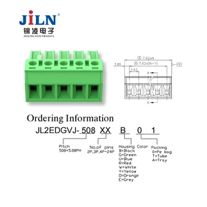 manufacturer 7.62mm pitch straight terminal block connector male plug green terminal block connector