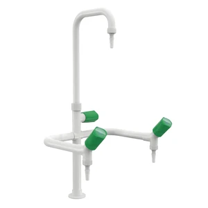 Metal Contemporary Laboratory Faucet with Epoxy Surface Rubber Tubing Connectors 3 Outlets for School Lab Industry Use