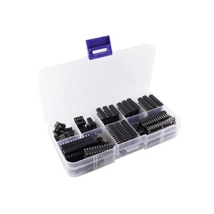 66PCS IC Holder IC Socket Sample Kit Chip Socket Sample Kit Flat Pin 8 Kinds Total 66pcs..