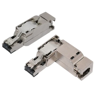 Ethernet RJ45 Connector Stainless Steel Housing Brass Contact Cat6 Cat7 8P8C 90 Degree Straight