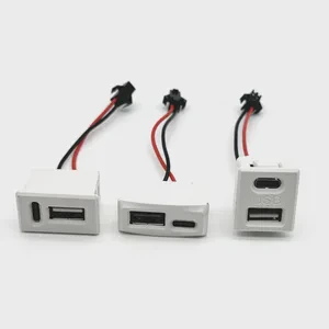 Double layer white USB female base type-c socket a female USB lamp charging socket power socket 2P with cable connector