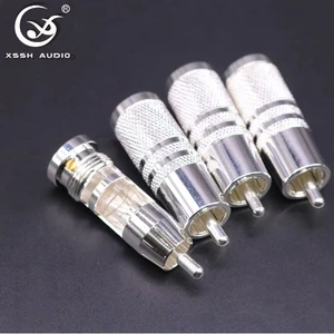 AV RCA Adapter YIVO XSSH Audio OEM ODM Customized HI-end HIFI DIY 10mm Brass Plated Silver RCA Connector Plug Audio Jack