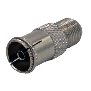 RF Male to F Female Connector Coaxial Cable Adapter Coax Extension Coupler Straight Nickel Plated Radio Frequency Plug Jack