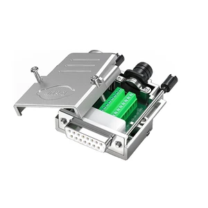 Solerless DB15 Female Connector, 17mm RS232 D-SUB Serial to 15pin Port Female Breakout Adapter with Metal Case Long Bolts Tail