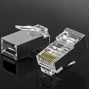 1set =100pcs Shielded RJ45 Modular Plugs for Solid Stranded FTP/STP Ethernet Cable Cat5 Pass Connector PC+Pure Copper for 94V-0