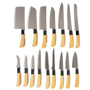 16-Piece Kitchen Knife Set with Banana Handle Plastic Handle Fruit and Chef Knife Card Package
