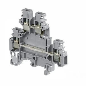 2.5mm² 5mm² CE Certificate Grey UKK Din Rail Mounted Double Layer Screw Feed Through Terminal Block for PLC Control Cabinet