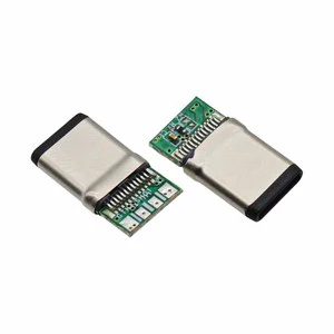 Factory Direct Type-C 24P 0.8 Splint Connector Black Gel Matte Nickel 4 Pin with 56K Resistor 10NF Capacitor