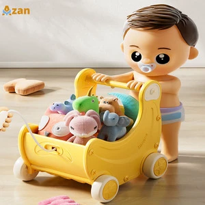 OEM ODM Odor-Free Banana Kids Storage Cart Triangle Frame Toddler Walker Pretend Shopping Trolley Wholesale