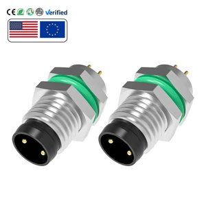 M8 Industrial Electrical IP67 Circular Connector A-Code 2 Pin L M8*1.0 Back Mount Male Socket Connector PCB Receptacle