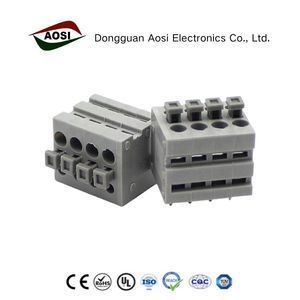 AOSI FS1.5-XX-350-02 3.5mm Pitch 2P-8P Copper Alloy 18-22 AWG 5A PCB Spring Terminal Block Screwless Push-in Connector For PCB