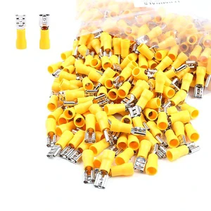 FDD5.5-250 Yellow 4-6mm 12-10AWG Wire Electrical Female Spade Pre Insulated Quick Disconnect Wiring Crimp Cable Terminals