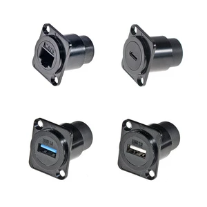 D-Type Panel Mount USB 2.0 3.0 RJ45 TYPE C Female Feedthrough Bulkhead Transfer Connector for Panel Mount