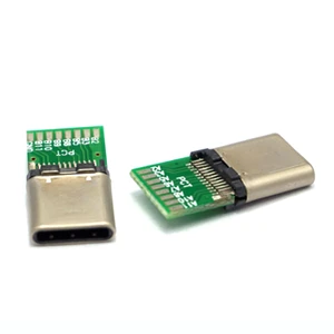 High-Speed USB 3.1 Type C Male Connector with PCB for Soldering Gold Contact Finish LCP Housing
