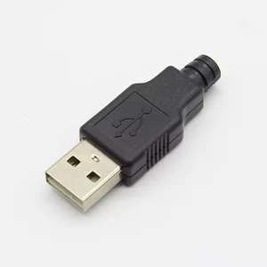 Type A Male USB 4 Pin Plug Socket Connector With Black Plastic Cover