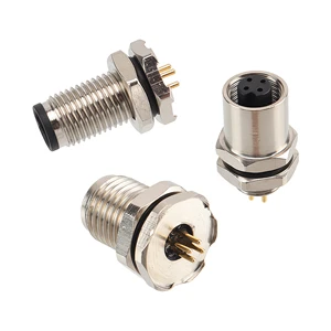 Industrial M5 European Standard PCB Mount Waterproof Pinhole Type Front Rear 3 4 Pin Aviation Connector Socket