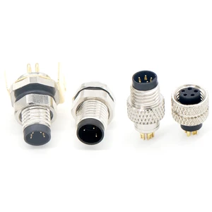 M8 Male Fast Connector Straight Plug Cable Copper Contacts Stainless Steel Housing Screw Locking IP67 Rating 15A High Efficiency