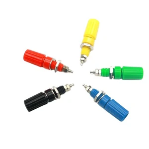 4mm Banana Socket Nickel Plated Insulated Electrical Terminal Connector with Thread M3*45 Binding Post 10A Panel Opening 8mm