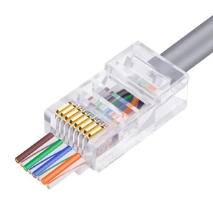 PUXIN CAT5 CAT6 UTP Unshielded 8P8C Pass Through RJ45 Modular Plug Ethernet RJ45 Cable Connector