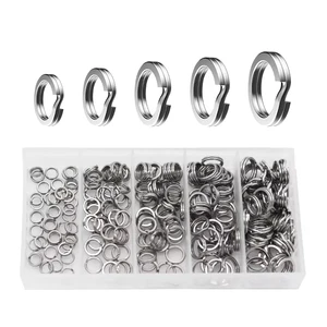Heavy-Duty 200pcs Stainless Steel Split Ring Kit Fishing Lures Connectors Jigging Tackle Fishing Accessories Split Rings Set