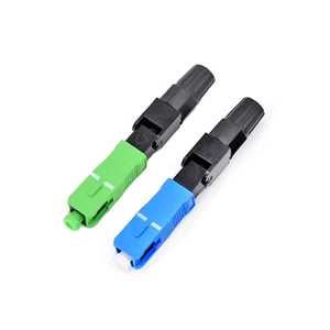 FTTH Quick Assembly Fiber Optic Connector No Polish Installable Connector Low Insertion Loss Green Blue SC Connector Butterfly