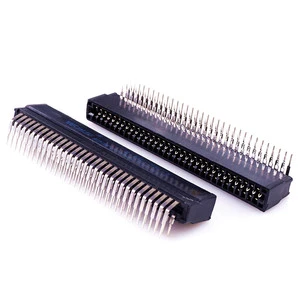 Card Edge Connector Slot 2.54 mm Pitch 64 Pin 2x32 Position PCB Gold Finger Board Socket Through Holes Dual Row Right Angle