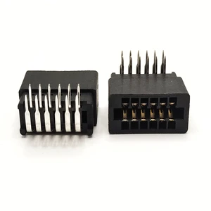 RealRun Card Edge Connector Slot 2.54mm Pitch 12 Pin 2x6 Position PCB Gold Finger Board Socket Holes Dual Row Right Angle 3A