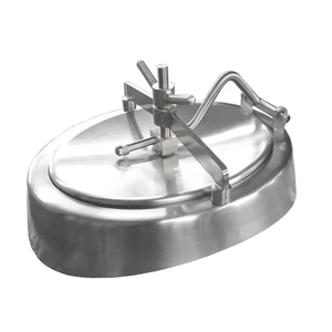 Factory Customized SS304 Hygienic 1-3Bar Tank Manhole Cover Oval Inward Manway Bevel Edge Manual for Food Beverage Factory Use