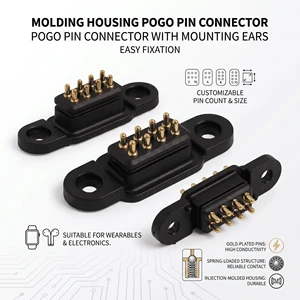 Magnetic Connector Pogo Pin Connectors 2x4pin Charging Socket Dip Type Spring Pogo Pin Connector