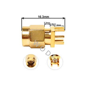 Factory Price RF Gold Plated Coaxial Cable Connector 50ohm SMA Edge 1.2mm Male Plug Solder for PCB Mount Cable