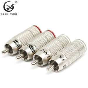 Wholesale RCA Jack YIVO New Design Hi-End HIFI DIY OEM 9mm Rhodium Plated Copper Male Audio Signal Cable Wire RCA Plug Connector