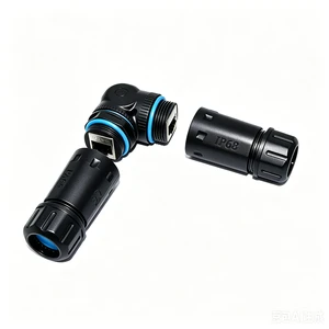 PA66 IP68 Waterproof RJ45 Network Connector 90 Degree Elbow & Straight Type Female to Female Ethernet Cable Extension Adapter