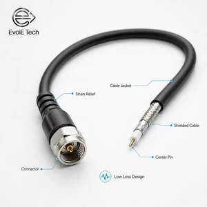 Low Loss Shielded Coaxial Cable Assembly with Strain Relief SMA to N Type 50 Ohm DC-18GHz RF Jumper Cable