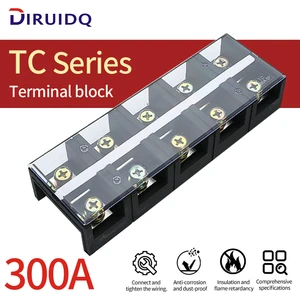 TC-3003 300A 600V Brass Bolt Connection Barrier Terminal Block >30 AWG Conductor 3-5 Poles for Industrial Applications