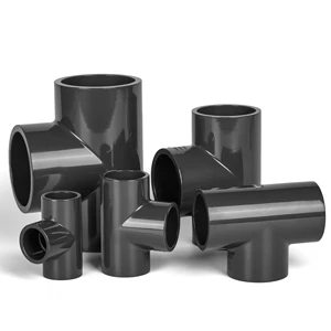 2025 ANSI Dark Grey China Manufacture Connectors Joints Tee Three Way Box UPVC Fitting Tee Pvc Fittings Pipe