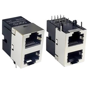 Industrial-Grade Cat6 2X1 Short Body Half Package RJ45 Ethernet Connectors for PCB Solar Power Systems Multi-Port Shielded