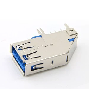USB 3.0 Type a Female Connector Right Angle DIP 9Pin Side Entry PCB Mount with Blue Plastic