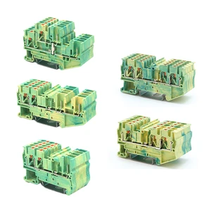 Double Level Terminals Brass Contact Rail Mounted Spring Terminal Block Connectors