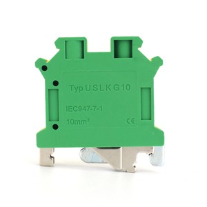 USLKG10 Grounding DIN Rail Screw Terminal Block 10mm² 8 AWG PE Connector Green Yellow Wire Terminal